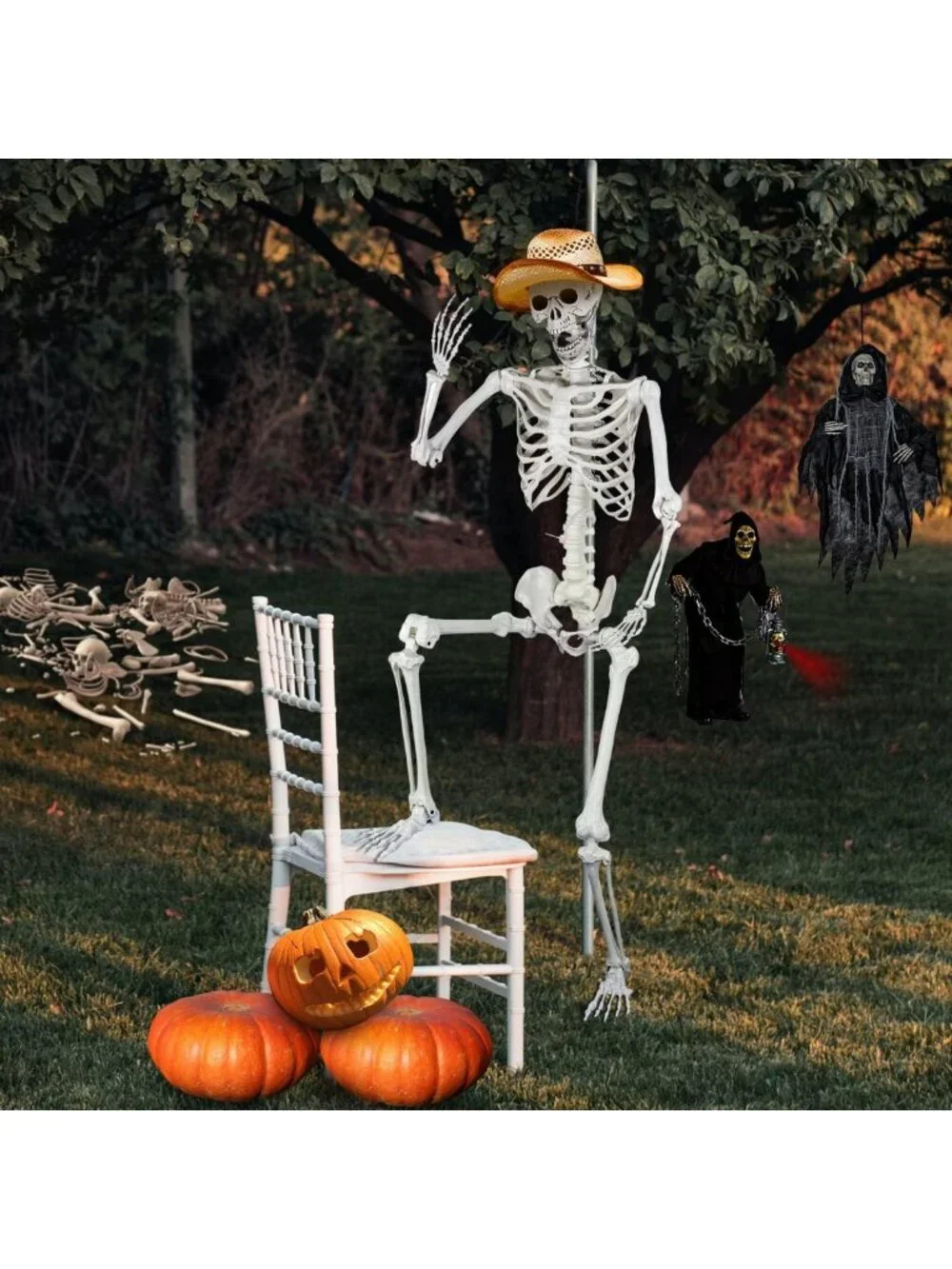 Life-Size 5.4ft Posable Halloween Skeleton - Movable Joints for Spooky Décor